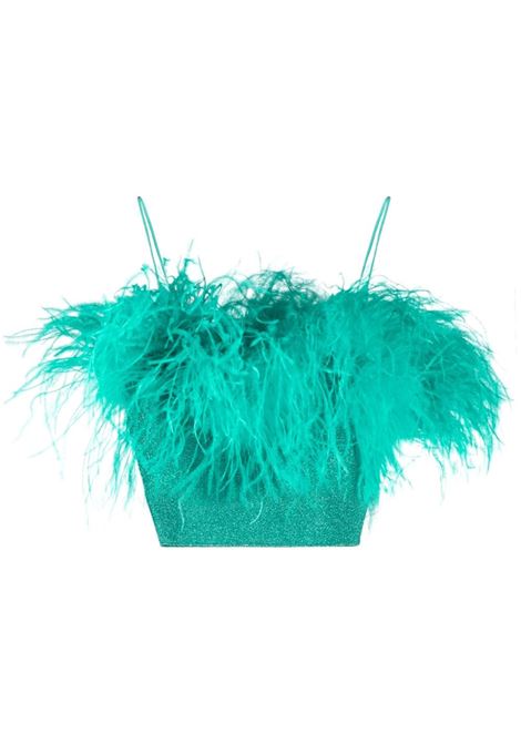 Green Lumiere feather cropped top - women