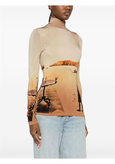 Beige Dali's Sun Table-print top - women RABANNE | 23HJTO668CU0007V234