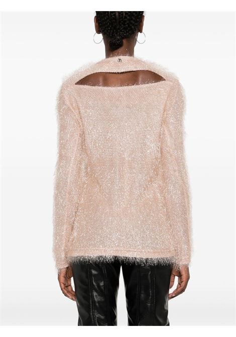 Light pink cut-out metallic-threading jumper - women RABANNE | 23HJTO672PA0101P685