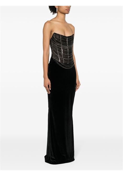 Black maxi dress with gold chain decoration - women RETROFETE | FW237706BLKS