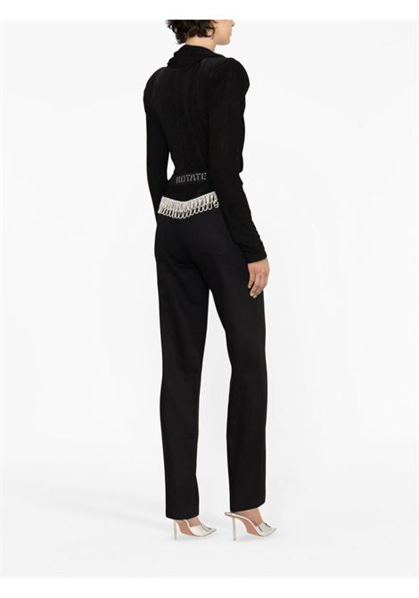 Black crystal-embellished straight-leg trousers - women ROTATE | 1005331001000