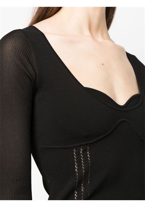 Black sweetheart-neck fine-knit top - women SIMKHAI | 4232000KBLK