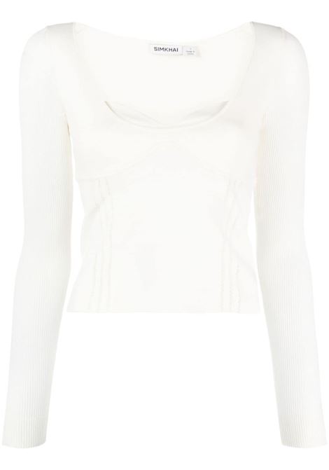 Top con scollo a cuore in bianco - donna