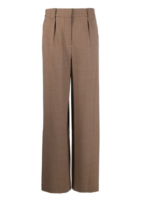 Pantaloni sartoriali a quadri in marrone - donna