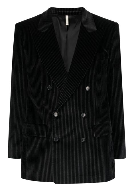 Black corduroy double-breasted blazer - men