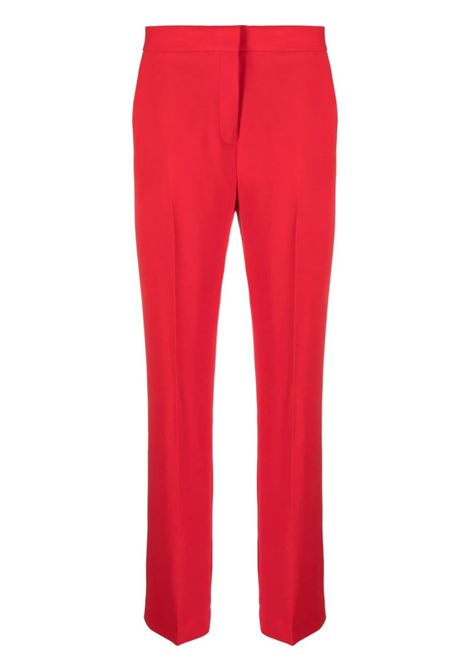 Red straight-leg tailored trousers - women