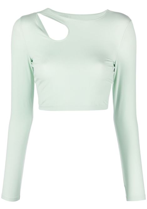 Aqua green cutout logo-print crop top - women