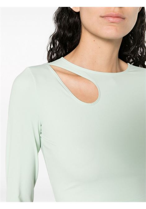 Aqua green cutout logo-print crop top - women WOLFORD | 532446603