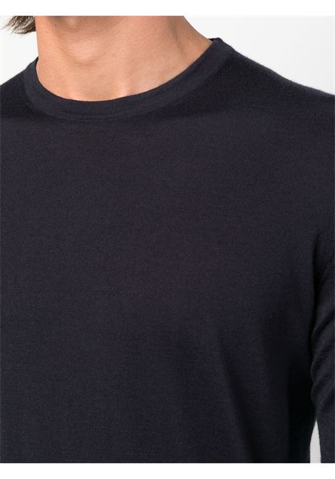 Navy blue crew-neck sweater - men ZEGNA | E8J00110B98