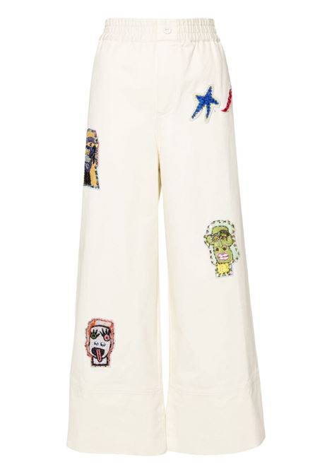 Cream players-embroidered trousers Alemais - women