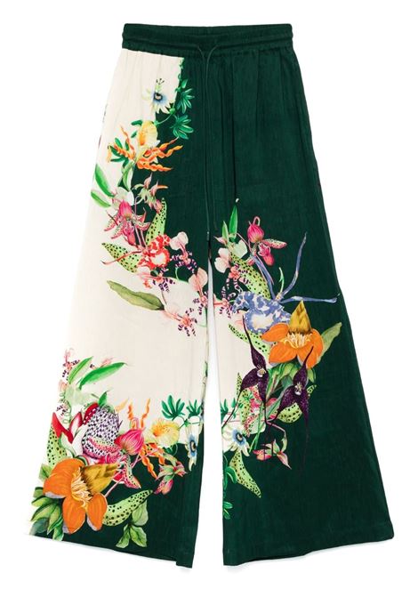 Pantaloni Aggie a gamba ampia con stampa florale in verde Alemais - donna