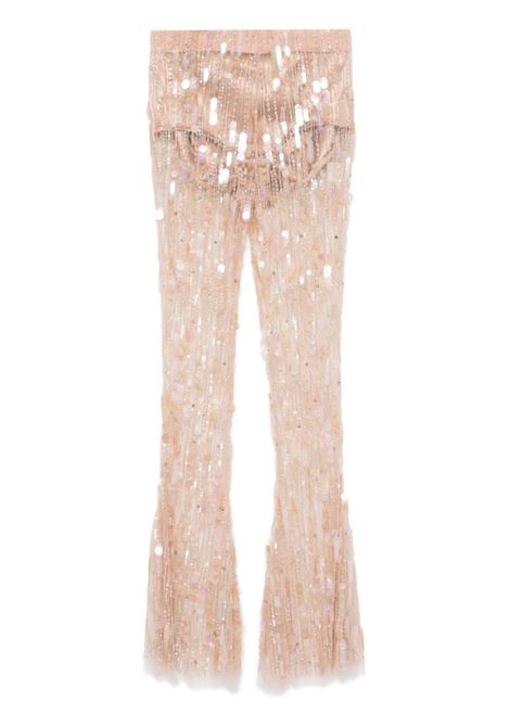 Pantaloni con paillettes e perline in rosa Amen - donna