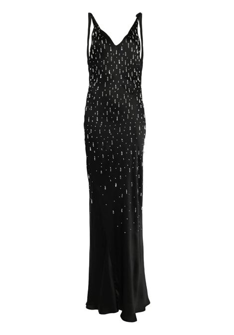 Black bead-detailed maxi dress Amen - women AMEN | Dresses | AMW24514L74