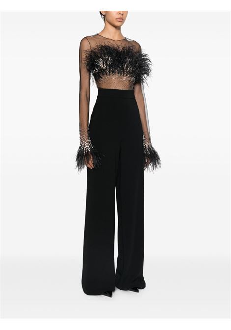 Black feather-embelished  jumpsuit Amen - women AMEN | AMW24705009