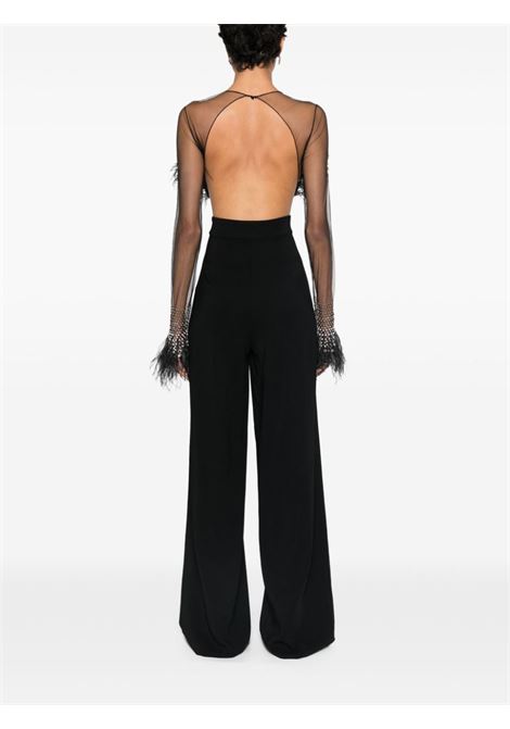 Black feather-embelished  jumpsuit Amen - women AMEN | AMW24705009