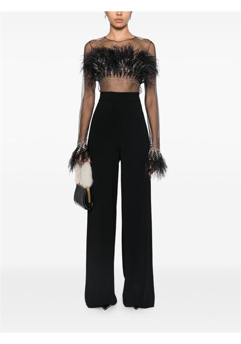 Black feather-embelished  jumpsuit Amen - women AMEN | AMW24705009