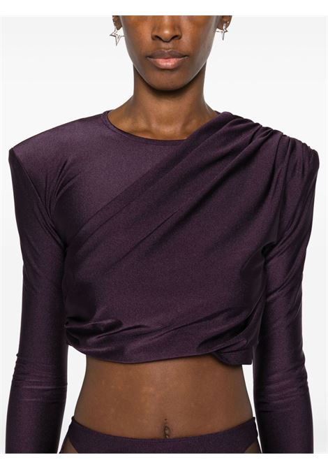 Burgundy long-sleeved cropped top Amen - women AMEN | HMW24202008