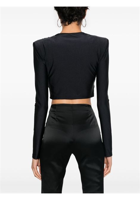 Black long-sleeved cropped top Amen - women AMEN | HMW24202009