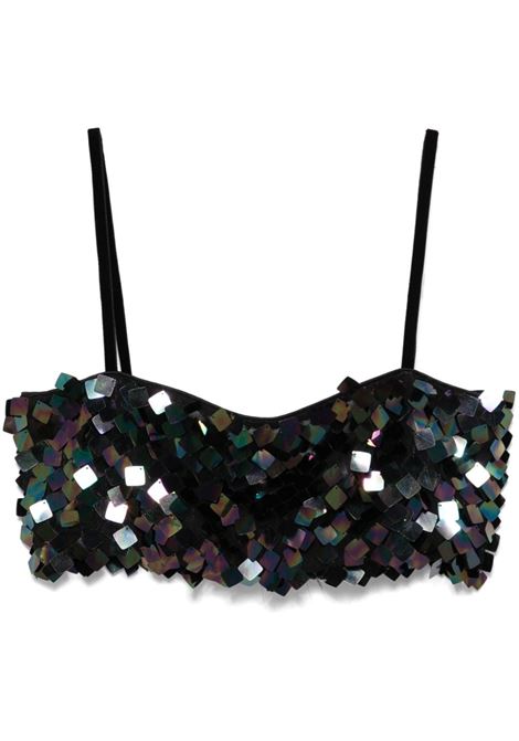 Black sequin-embellished cropped top Amen - women