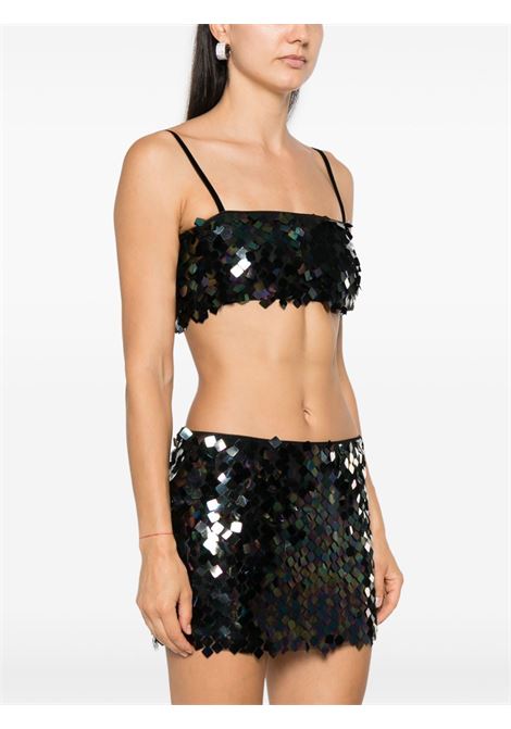 Black sequin-embellished cropped top Amen - women AMEN | HMW24206089