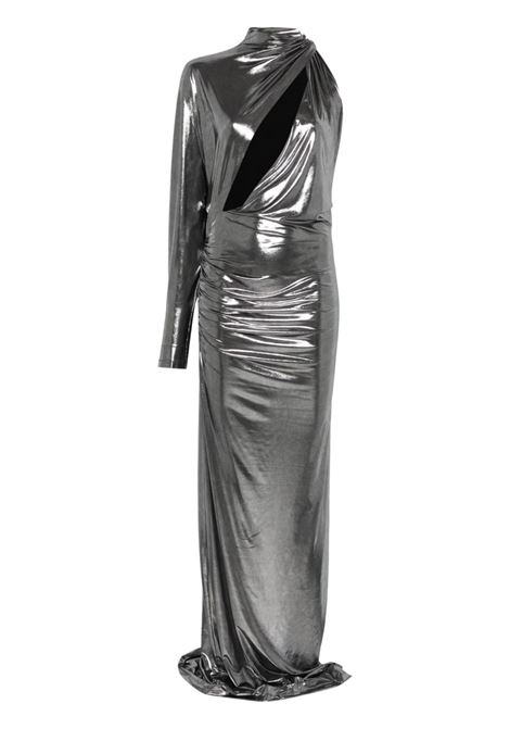 Silver laminated jersey maxi dress Amen - women