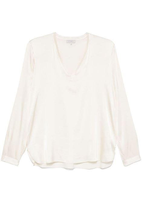 Ivory white silk v-neck blouse Antonelli - women