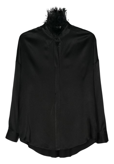 Camicia in misto seta con dettagli sul collo in nero Antonelli - donna