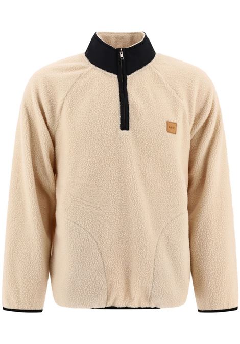 Beige logo-appliqué half-zip sweatshirt A.P.C. - men