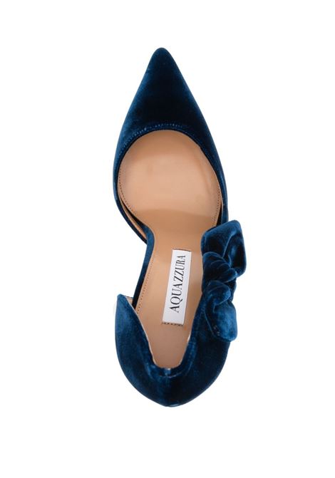 Decollete Very Bow Tie 105mm in blu Aquazzura - donna AQUAZZURA | VBTHIGP0VELPSL