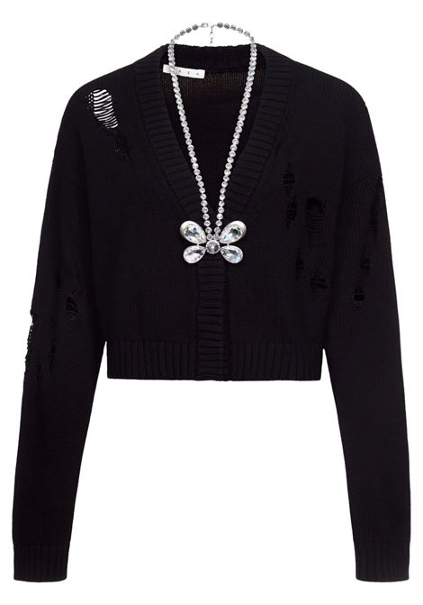 Black butterfly-embellished cardigan Area - women