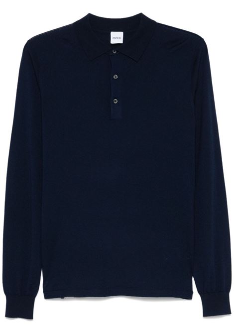 Blue wool polo shirt Aspesi - men