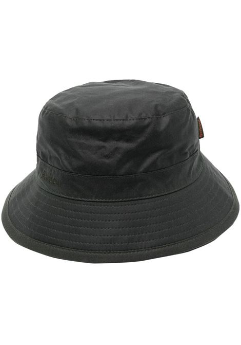 Cappello bucket con applicazione logo in verde scuro - uomo