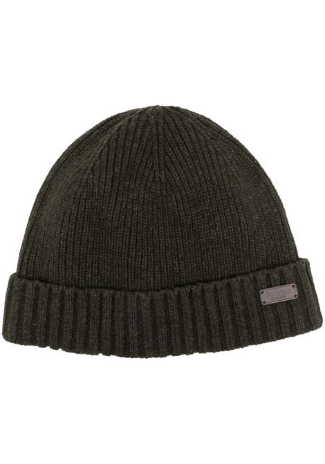 Dark green logo-patch knitted beanie - men BARBOUR | MHA0449GN91