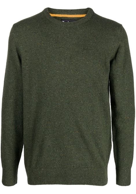 Green fine-knit ribbed-trim jumper - men