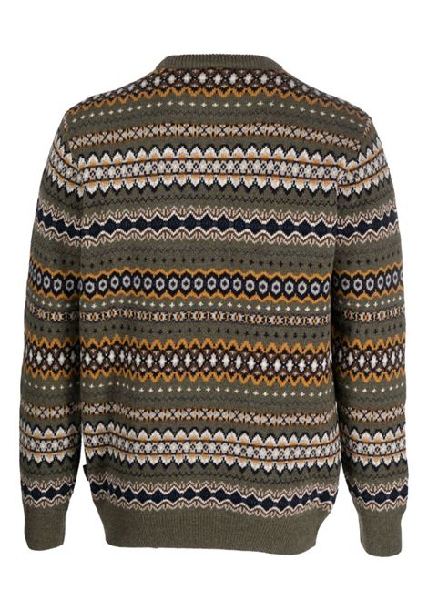 Multicolored intarsia crew-neck wool jumper - men BARBOUR | MKN1027GN34