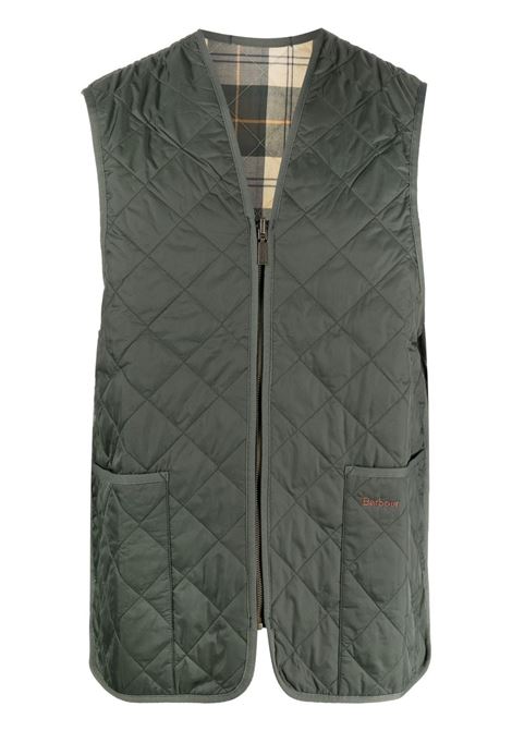 Green quilted zip-up gilet - men