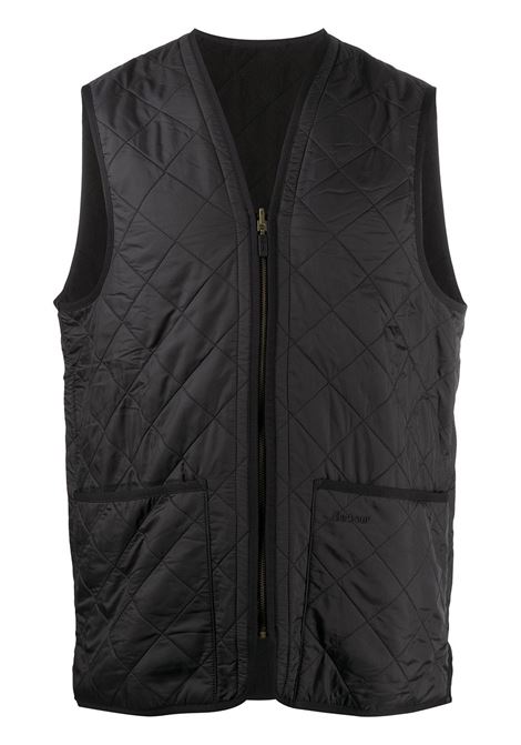 Black quilted zip-up gilet - men