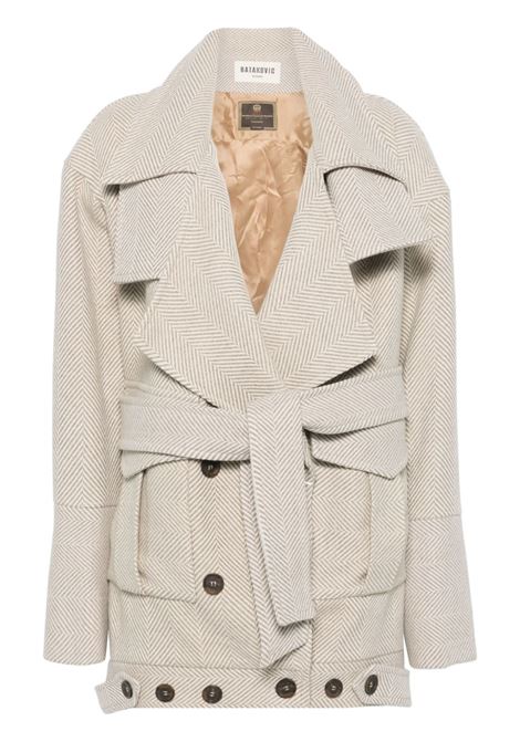 Beige herringbone-pattern coat Batakovic - women BATAKOVIC | W25BFTDBOMBERBG