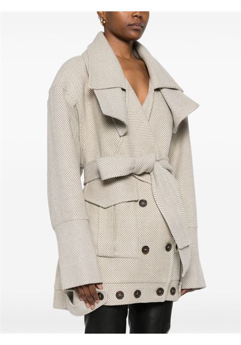 Beige herringbone-pattern coat Batakovic - women BATAKOVIC | W25BFTDBOMBERBG