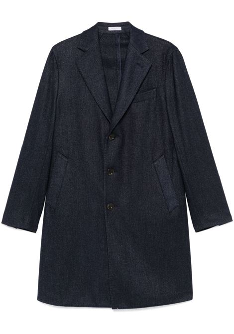 Cappotto con trama intrecciata in blu di Prussia Boglioli - uomo BOGLIOLI | C4401JFB47180784