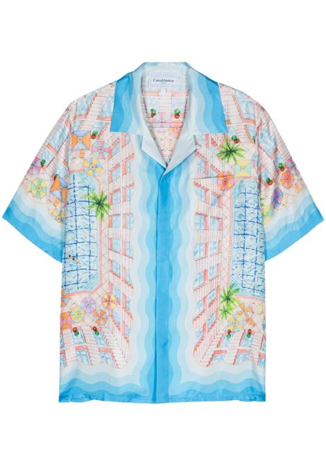 Camicia Le Plongeon in blu di Casablanca - uomo CASABLANCA | UMPF24SH00303MLT