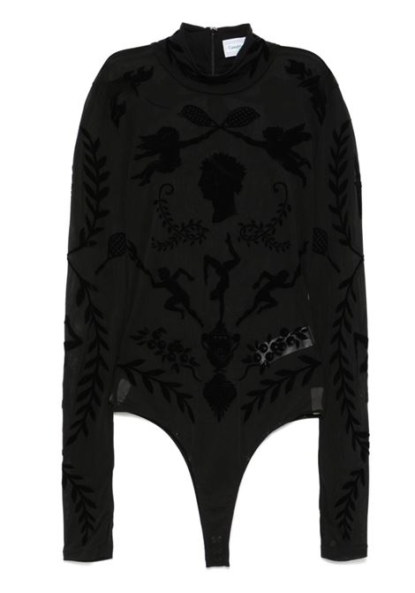 Black devoré-effect bodysuit Casablanca women