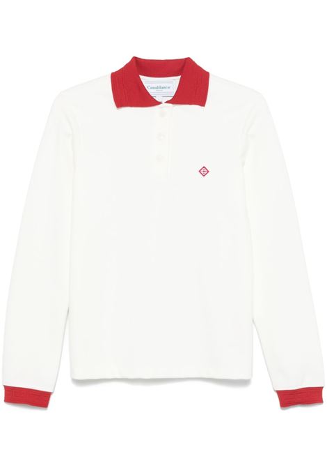 Polo a maniche lunghe in bianco e rosso Casablanca - donna CASABLANCA | WF24JTP27101WHT