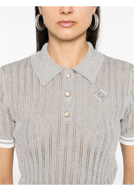 Light grey logo-plaque polo top Casablanca - women CASABLANCA | WF24KW77701SLVR