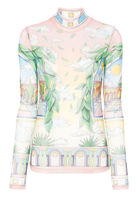 Multicolour graphic-print mesh top Casablanca - women