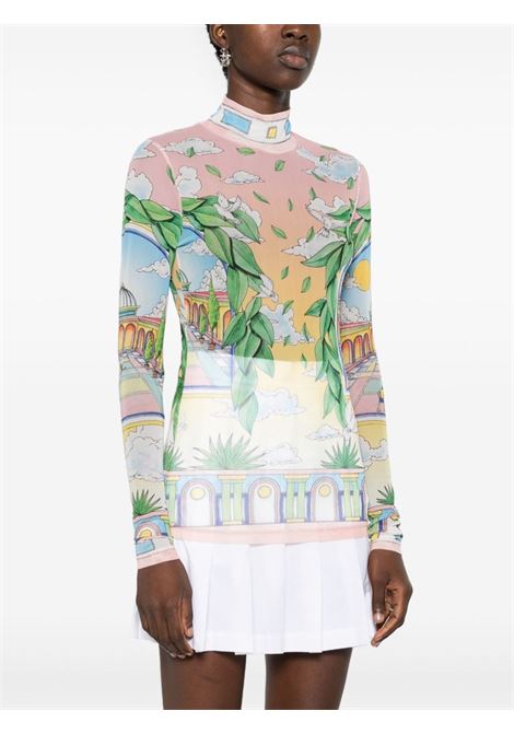 Multicolour graphic-print mesh top Casablanca - women CASABLANCA | WPF24JTP02802MLT