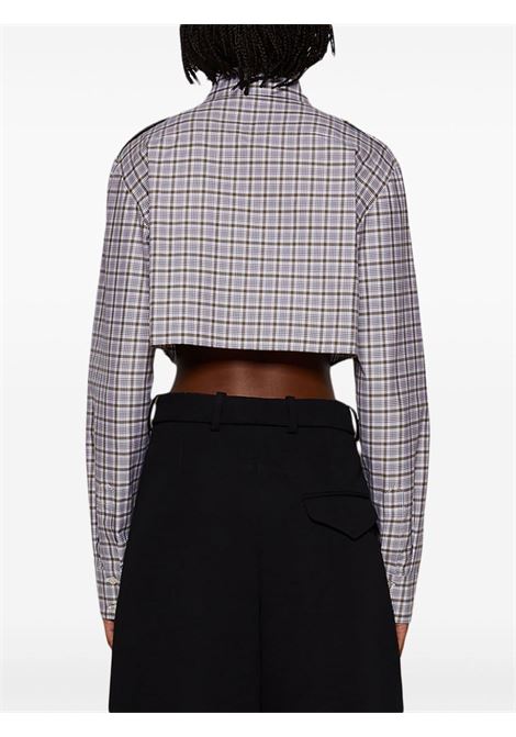 Multicolored checked cropped shirt Coperni - women COPERNI | COPCH43F2007GRNWHT