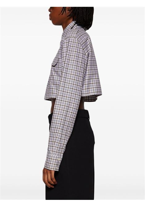 Multicolored checked cropped shirt Coperni - women COPERNI | COPCH43F2007GRNWHT