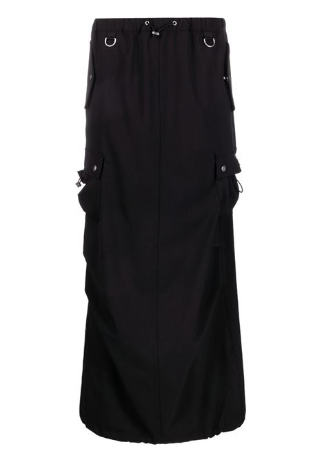 Black tailored cargo maxi skirt - women