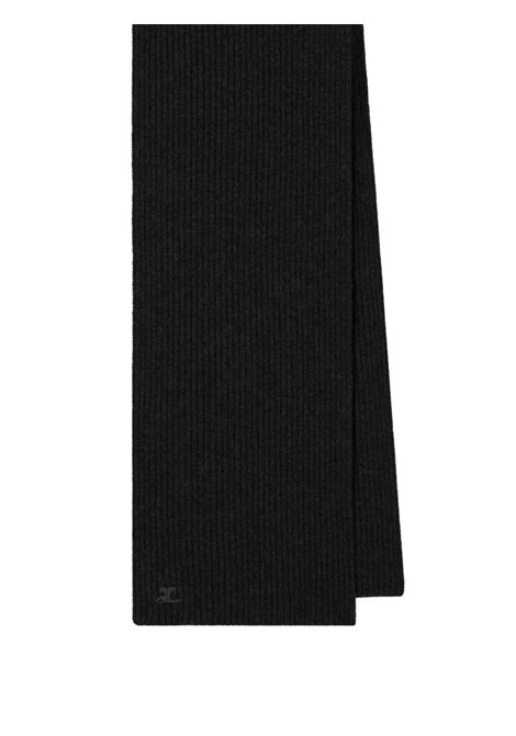 Black ribbed wool scarf Courrèges - unisex COURRÈGES | 324MEC023FI00629999